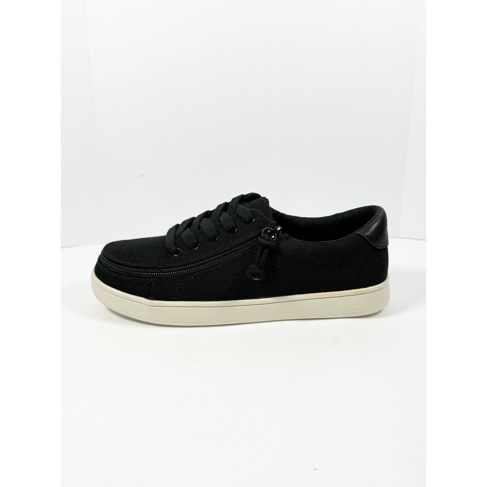 NEW BILLY Footwear Sneaker II Lace-Up Low Top Zip-On Canvas Sporty Black White 7 - Picture 11 of 11